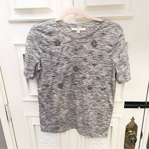 LOFT - Heather Gray Beaded Shirt - Size SMALL